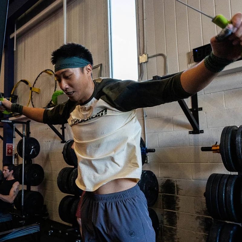 man workout on a machine